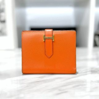 エルメス(Hermes)のエルメス　ベアン　コンパクト　エプソン　オレンジ　折り財布　□N刻印(財布)