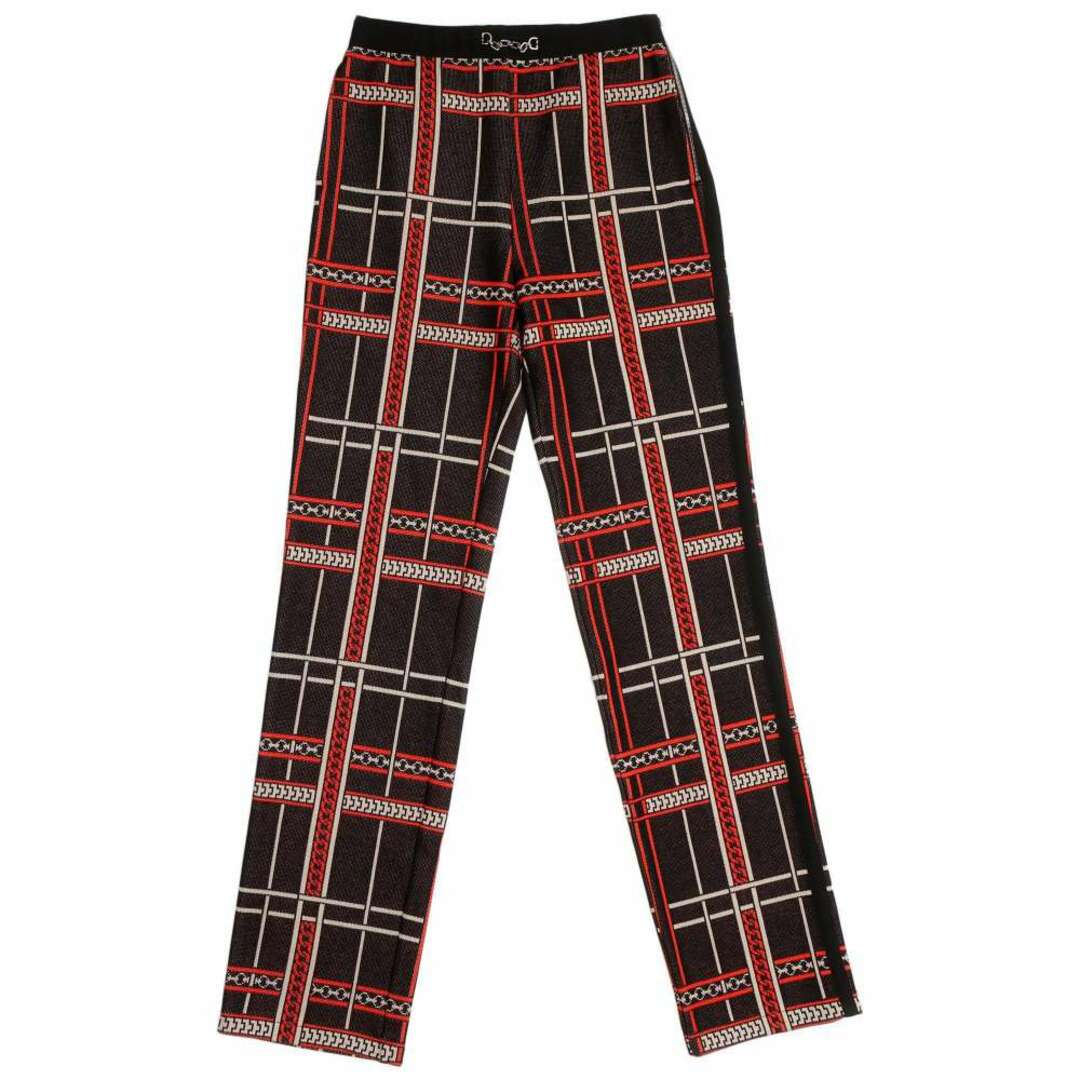 エルメス ストレートパンツ タータン エ シェーヌ Tartan et Chaines レディースサイズ34 HERMES チェック 黒ファッション小物