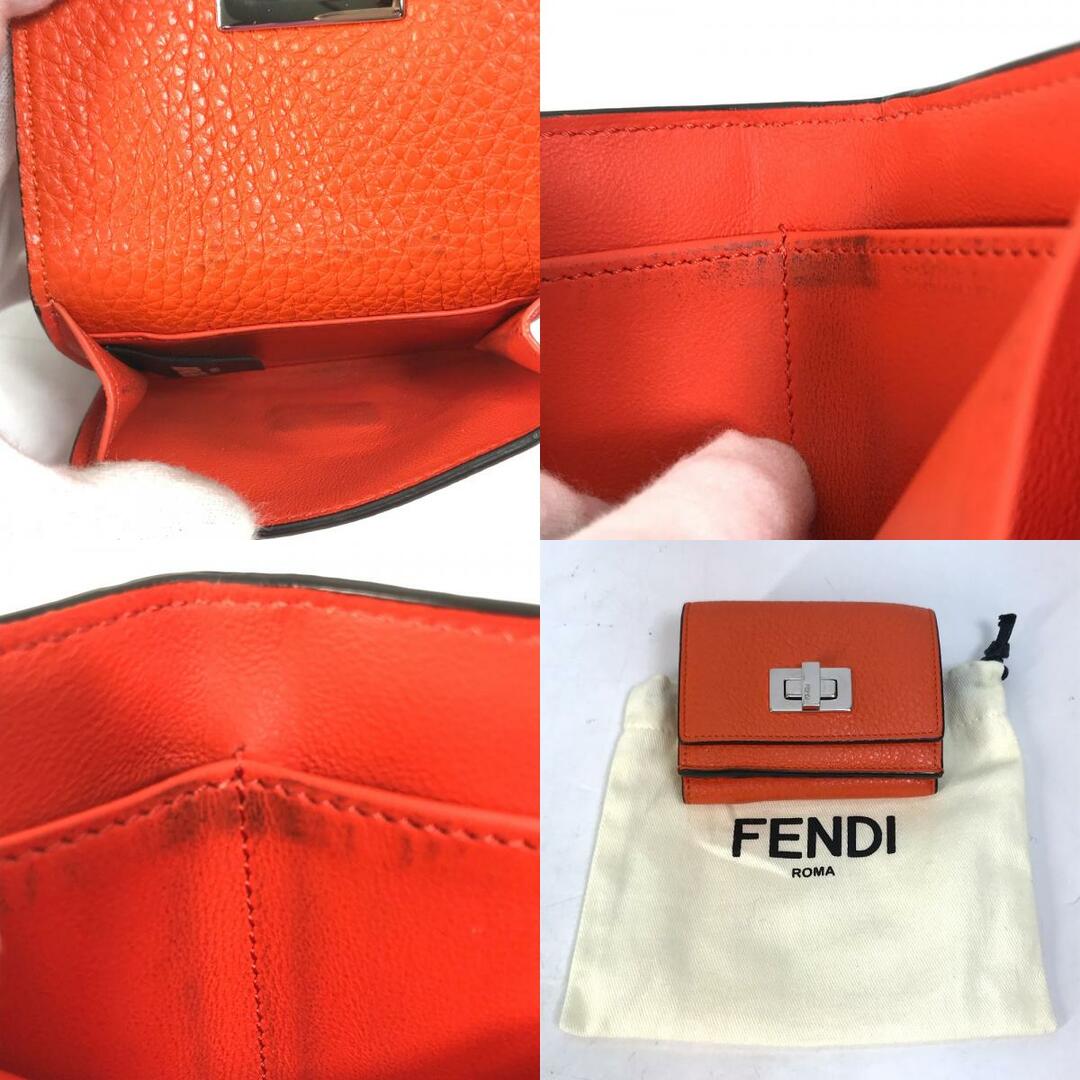 フェンディ FENDI ピーカブー 8M0426 ウォレット 3つ折り財布 レザー オレンジファッション小物