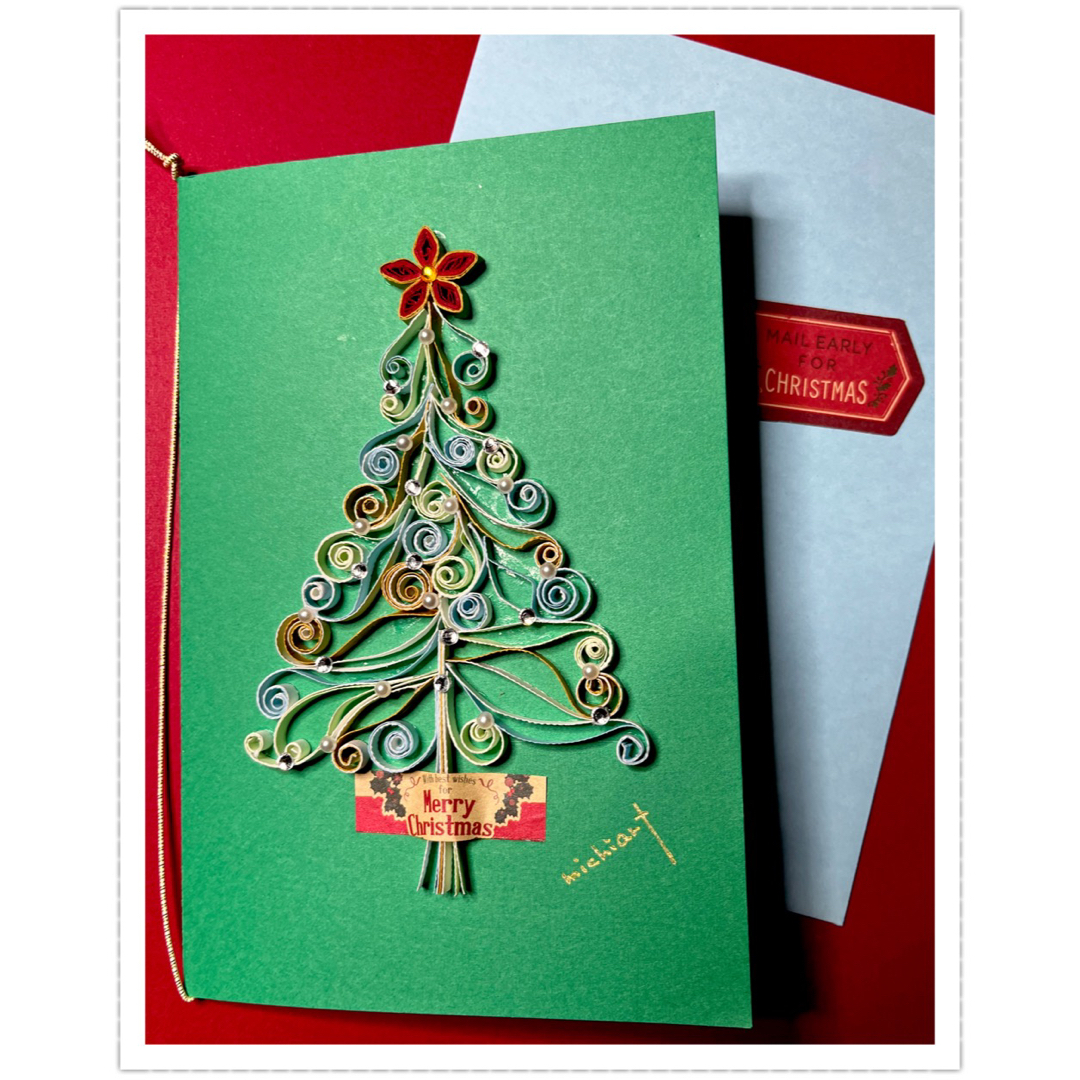 ペーパークイリングのクリスマスカード ハンドメイドの文具/ステーショナリー(カード/レター/ラッピング)の商品写真