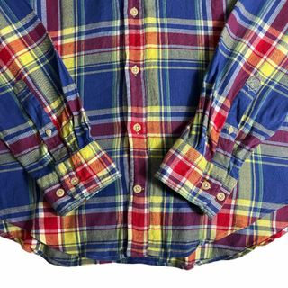 GANT RUGGER チェック柄 3点留め BDネルシャツ XL 長袖