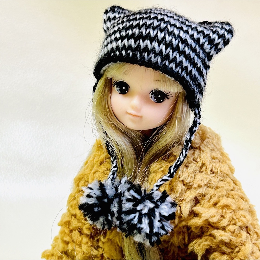 リカちゃんサイズ ニット帽子E 猫耳帽子の通販 by yurimo's shop リカちゃんサイズ ニット帽子E 猫耳帽子の通販 by yurimo's shop