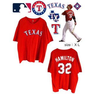 メジャーリーグベースボール(MLB)のMLB　テキサス・レンジャーズ　Tシャツ　赤　XL　USA古着(Tシャツ/カットソー(半袖/袖なし))