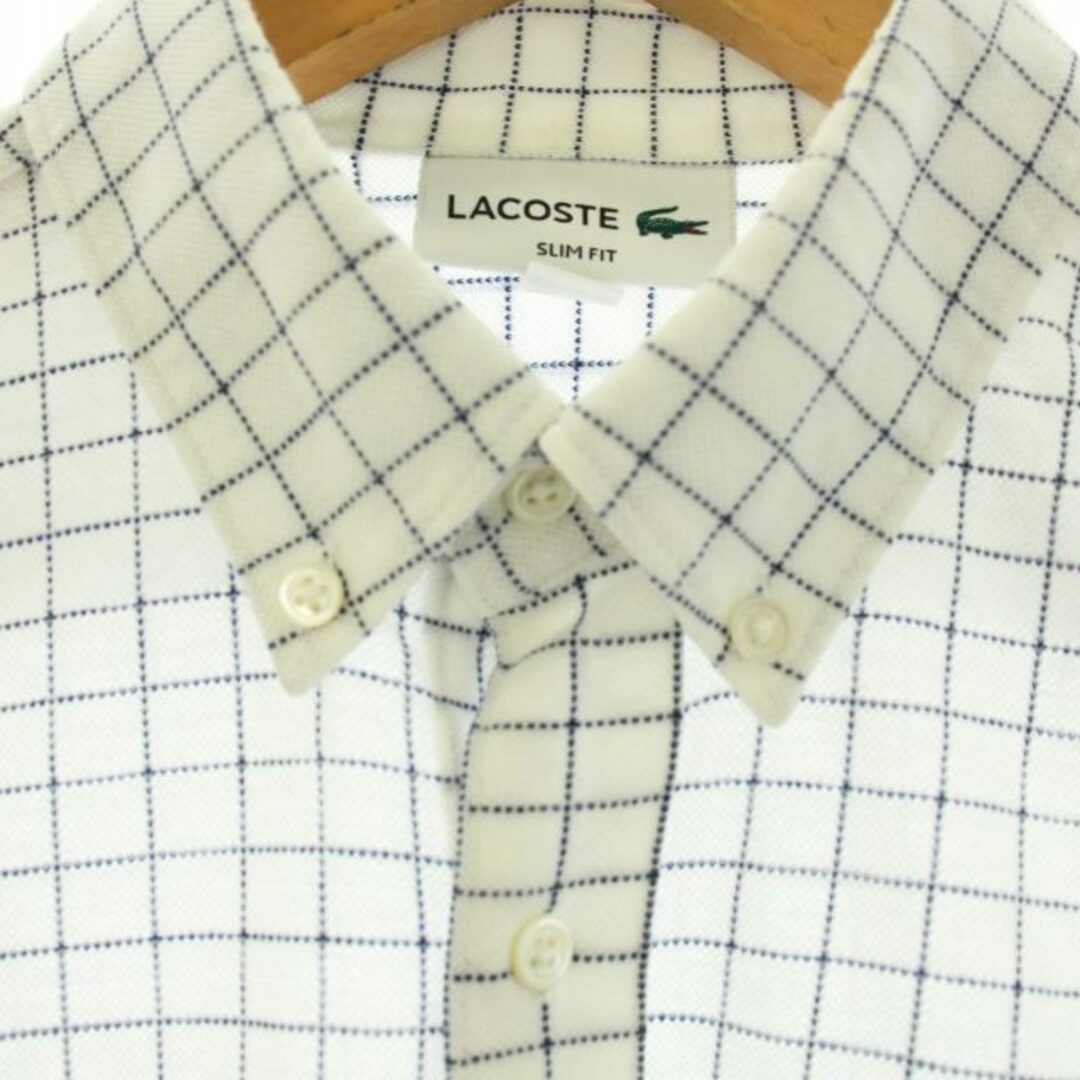 LACOSTE(ラコステ)のラコステ LACOSTE ボタンダウンシャツ チェック柄 白 紺 メンズのトップス(シャツ)の商品写真