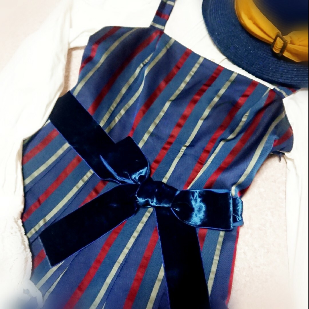 JaneMarple(ジェーンマープル)の★ジェーンマープル大人気レジメンジャンパースカート背中編み上げ レディースのワンピース(ひざ丈ワンピース)の商品写真