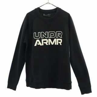 アンダーアーマー(UNDER ARMOUR)のアンダーアーマー ロゴプリント 長袖 スウェット M ブラック UNDER ARMOUR トレーナー メンズ 古着 【231122】(スウェット)