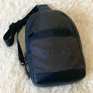 コーチ(COACH)のコーチ チャールズボディバッグ ナイロン レザー グレー　ネイビー　F59320(ボディーバッグ)