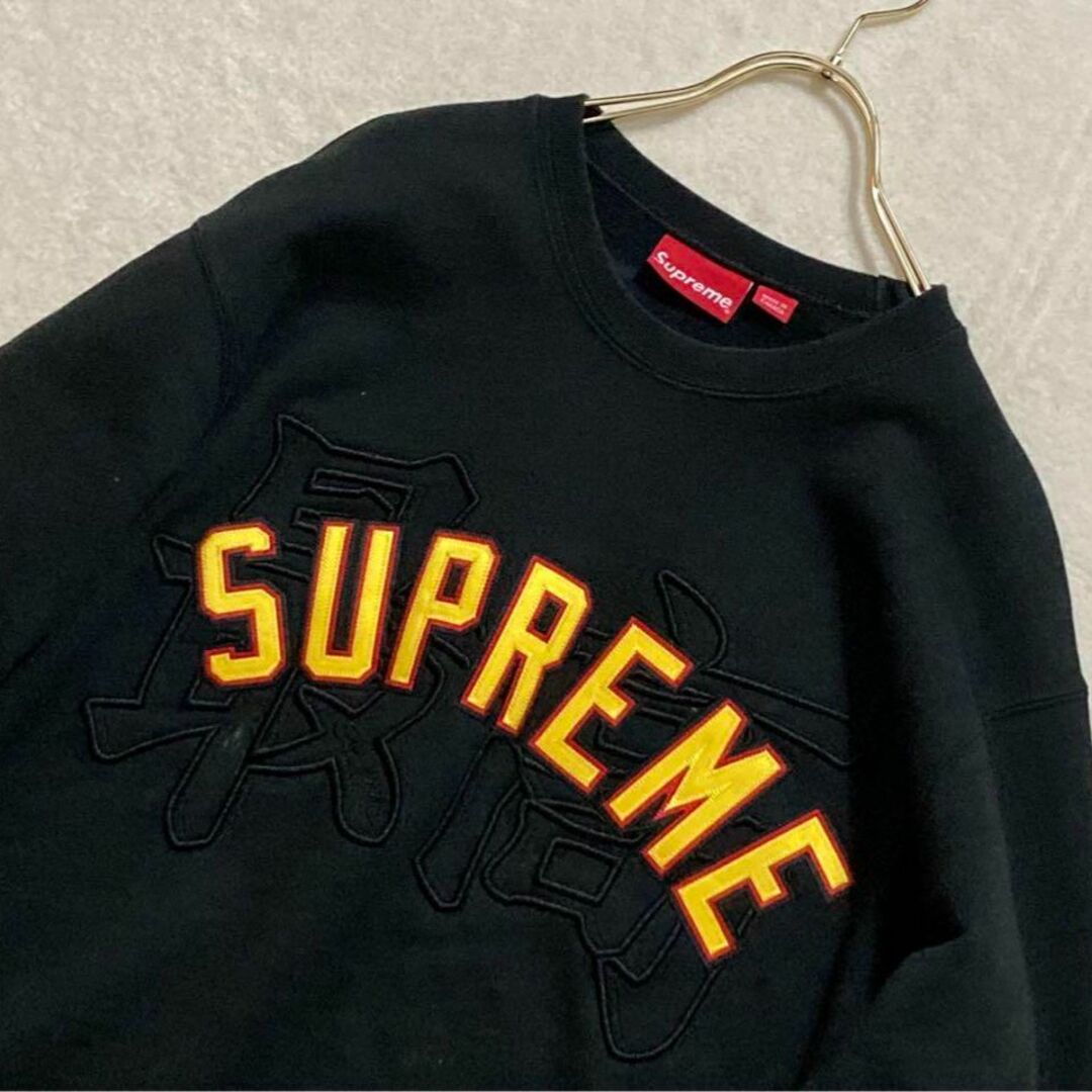 黒 M サイズ supreme kanji logo crewneck