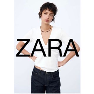 ザラ(ZARA)のお値下げ♡ ZARA トップス ノットディテール付き Tシャツ ホワイト(Tシャツ(半袖/袖なし))