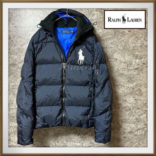 ポロラルフローレン(POLO RALPH LAUREN)の極美品 ラルフローレン ビックポニー ダウンジャケット ネイビー紺  S-M(ダウンジャケット)