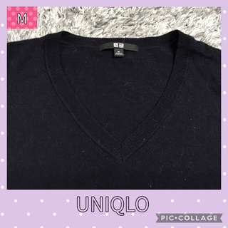 ユニクロ(UNIQLO)の値下げ　ユニクロ　UNIQLO Vネックセーター　紺色　制服用にも(ニット/セーター)