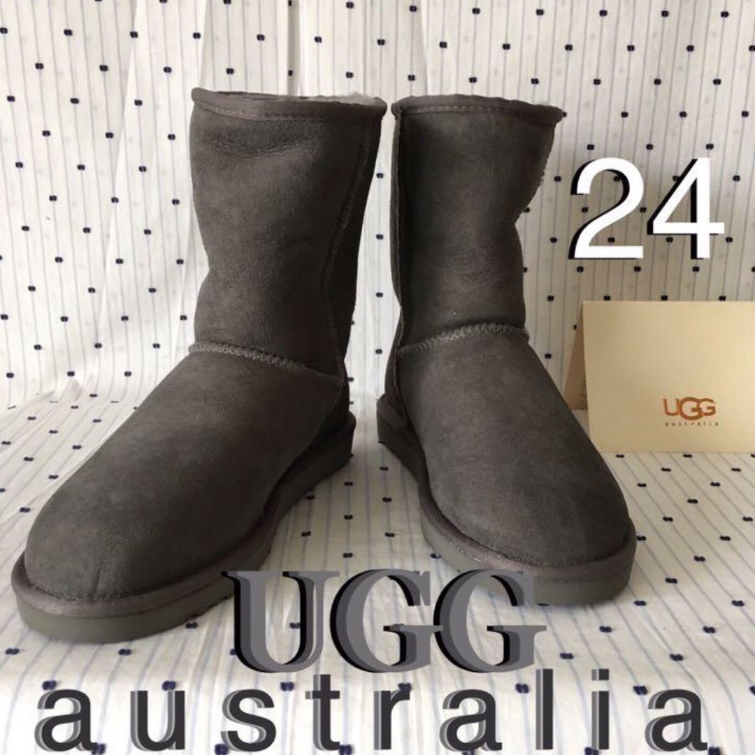 ＵＧＧaustralia 限定アグムートンブーツSHORT gry24cm１点物ブーツ