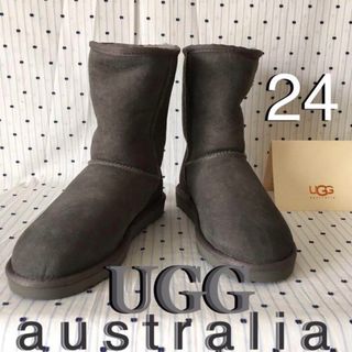 アグオーストラリア(UGG AUSTRALIA)のＵＧＧaustralia 限定アグムートンブーツSHORT gry24cm１点物(ブーツ)