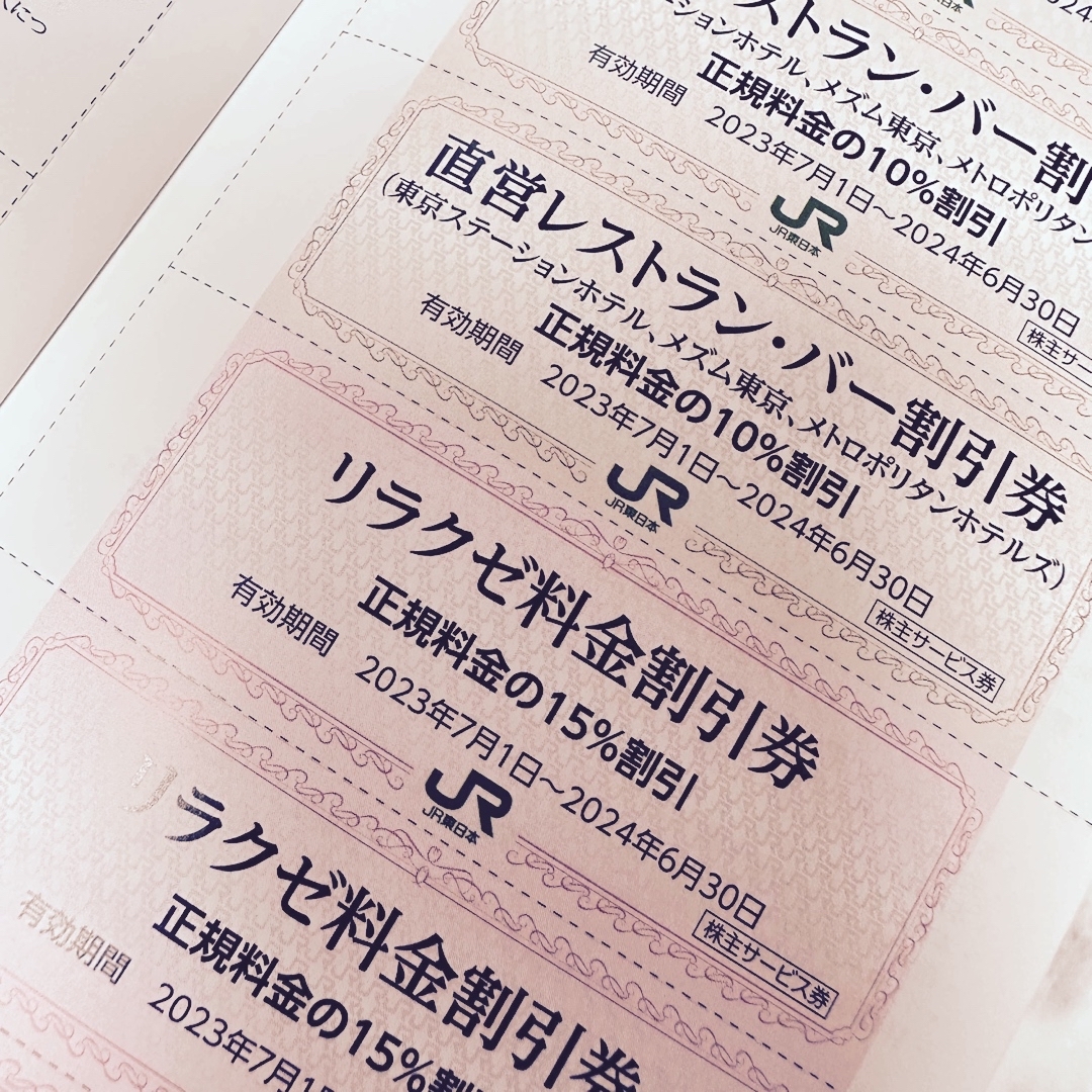 JR(ジェイアール)のJR東日本株主優待券　ゲレンデやホテル15の優待券　2024.6.30まで チケットの施設利用券(その他)の商品写真