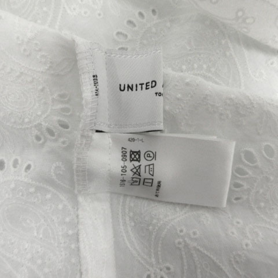 UNITED ARROWS(ユナイテッドアローズ)のユナイテッドアローズ カットソー デコルテ 七分袖 ペイズリー刺繍 コットン 白 レディースのトップス(その他)の商品写真