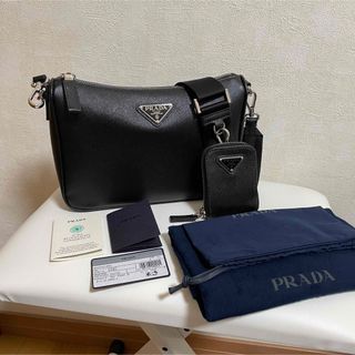 美品 PRADA ショルダーバッグ ナイロン 3角プレート ギャランティカード有