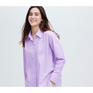 ユニクロ(UNIQLO)のuniqlo ユニクロ コットンストライプシャツ(シャツ/ブラウス(長袖/七分))