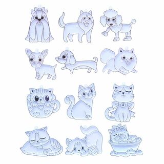 【在庫処分】ヤマト グラスデコ プレート 犬・猫 12個セット ガラス絵の具用 (その他)
