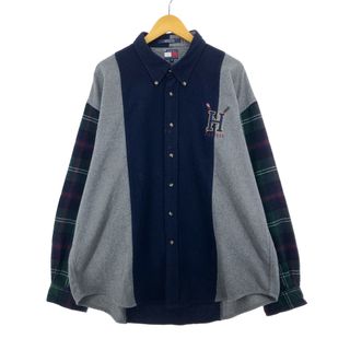 トミーヒルフィガー(TOMMY HILFIGER)の古着 90年代 トミーヒルフィガー TOMMY HILFIGER 切替 アクリル×ポリエステル×ウールボタンダウンシャツ メンズXXL /eaa393886(シャツ)