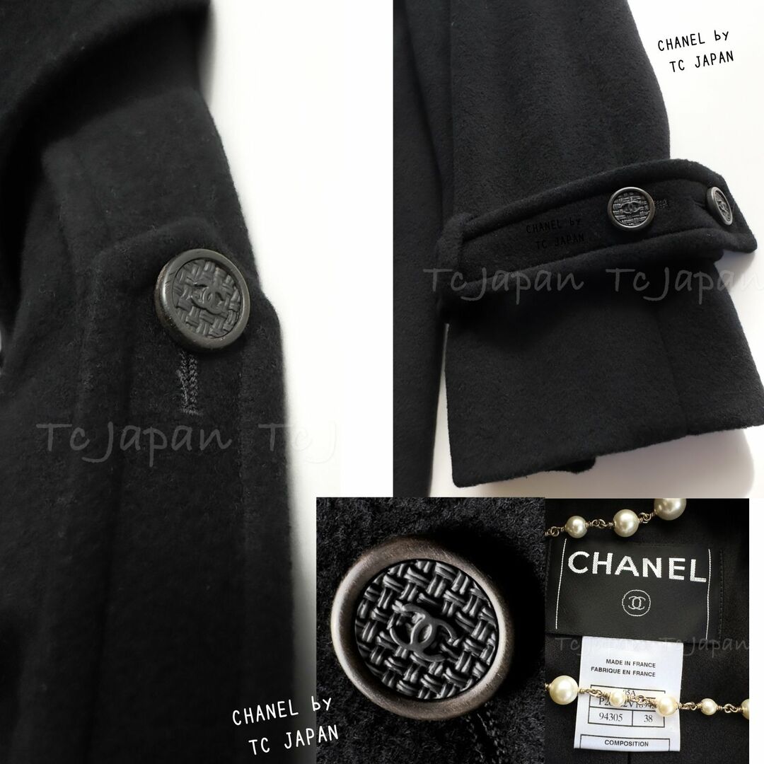 CHANEL(シャネル)のシャネル CHANEL コート ヴィンテージ ブラック やわらか軽い！カシミア Aライン フレア ロング 38 40 レディースのジャケット/アウター(ロングコート)の商品写真