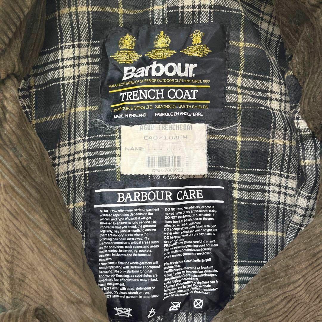 【バブアー】c40 オイルド ロング トレンチコート カーキ barbour