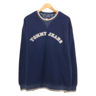 トミーヒルフィガー(TOMMY HILFIGER)の古着 90年代 トミーヒルフィガー TOMMY HILFIGER JEANS ラインリブ フリーススウェットシャツ トレーナー メンズL ヴィンテージ /eaa365452(スウェット)