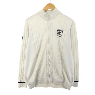 ラコステ(LACOSTE)の古着 ラコステ LACOSTE 75周年 ケーブル編み ドライバーズニットセーター 46 メンズXL /eaa395076(ニット/セーター)