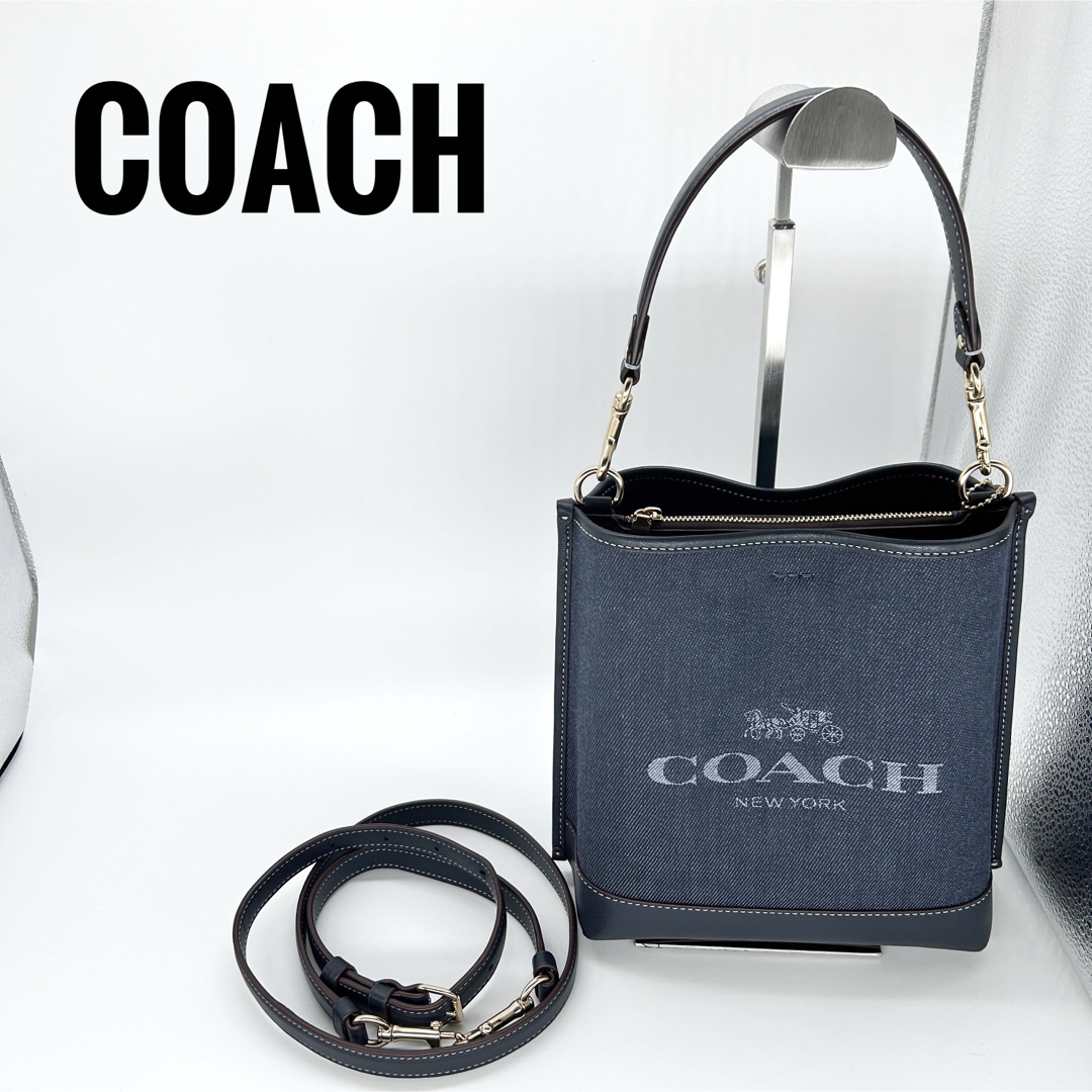 美品】coach コーチ 2way バケット ショルダーバッグ デニム-