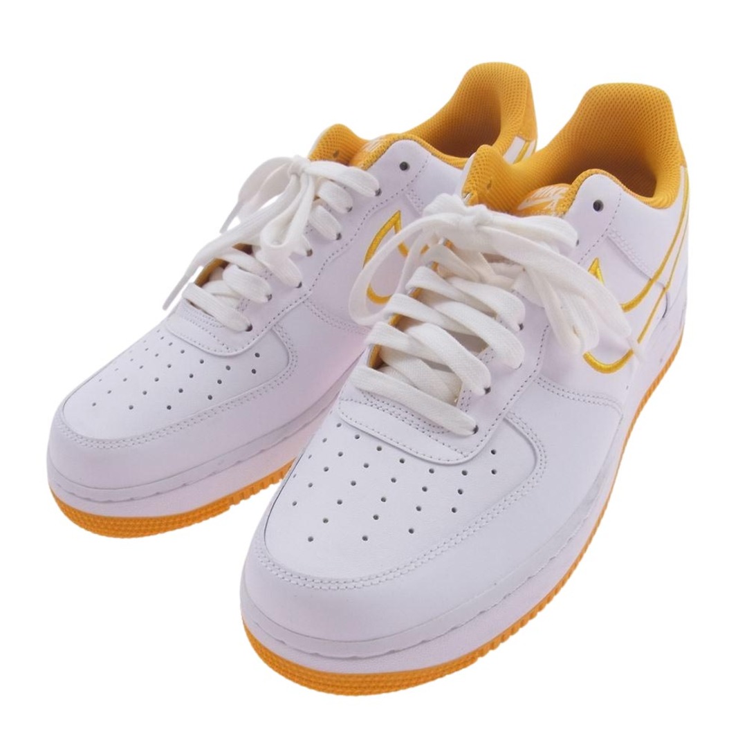 NIKE ナイキ スニーカー AJ7280-101 AIR FORCE 1 AF1 07 LTHR エアフォースワン レザー ローカット スニーカー  ホワイト系 イエロー系 27cm【極上美品】【中古】