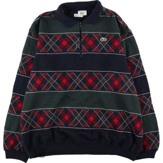 ラコステ(LACOSTE)の古着 ラコステ LACOSTE 総柄 アクリル×ウールニットハーフジップセーター メンズXXL /eaa395102(ニット/セーター)