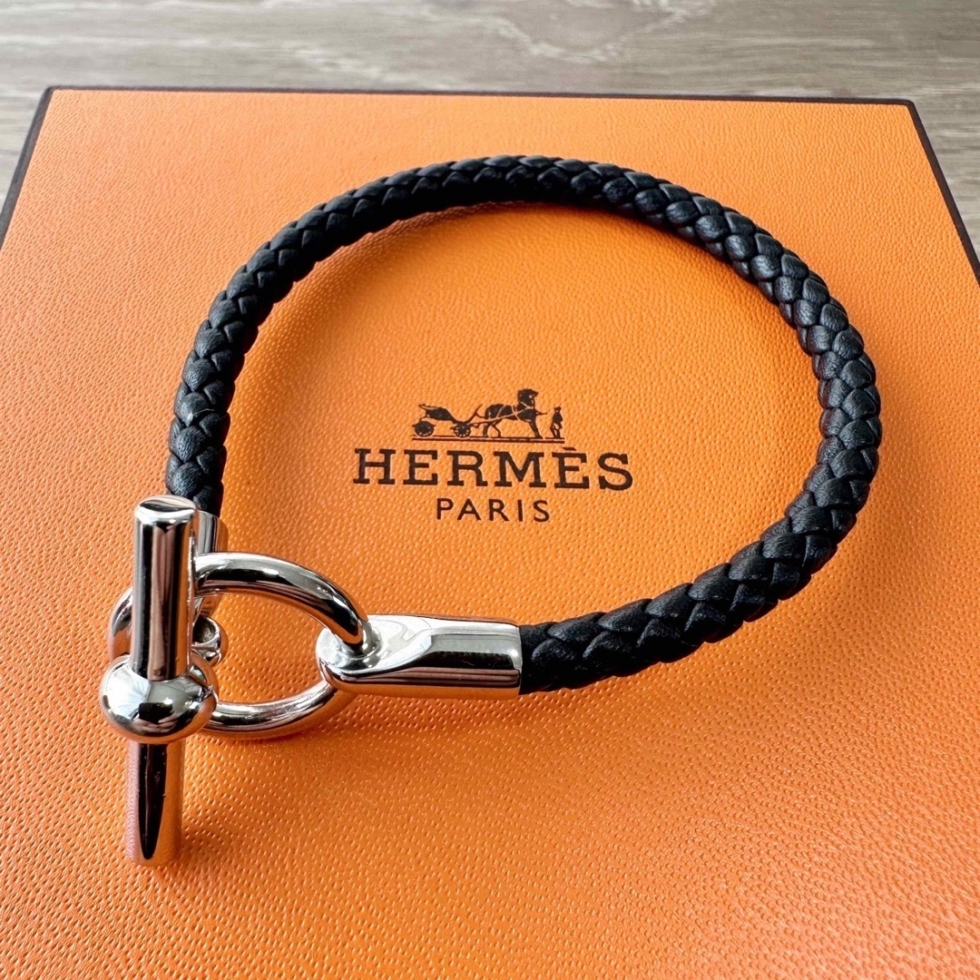 エルメス HERMES グレナン 編込み ブレスレット レザー レッド