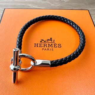 定番 人気アイテム エルメス HERMES 2021 グレナンH レザーブレスレット/グレー系 アクセサリー 編み込み 本革【2400013490870】