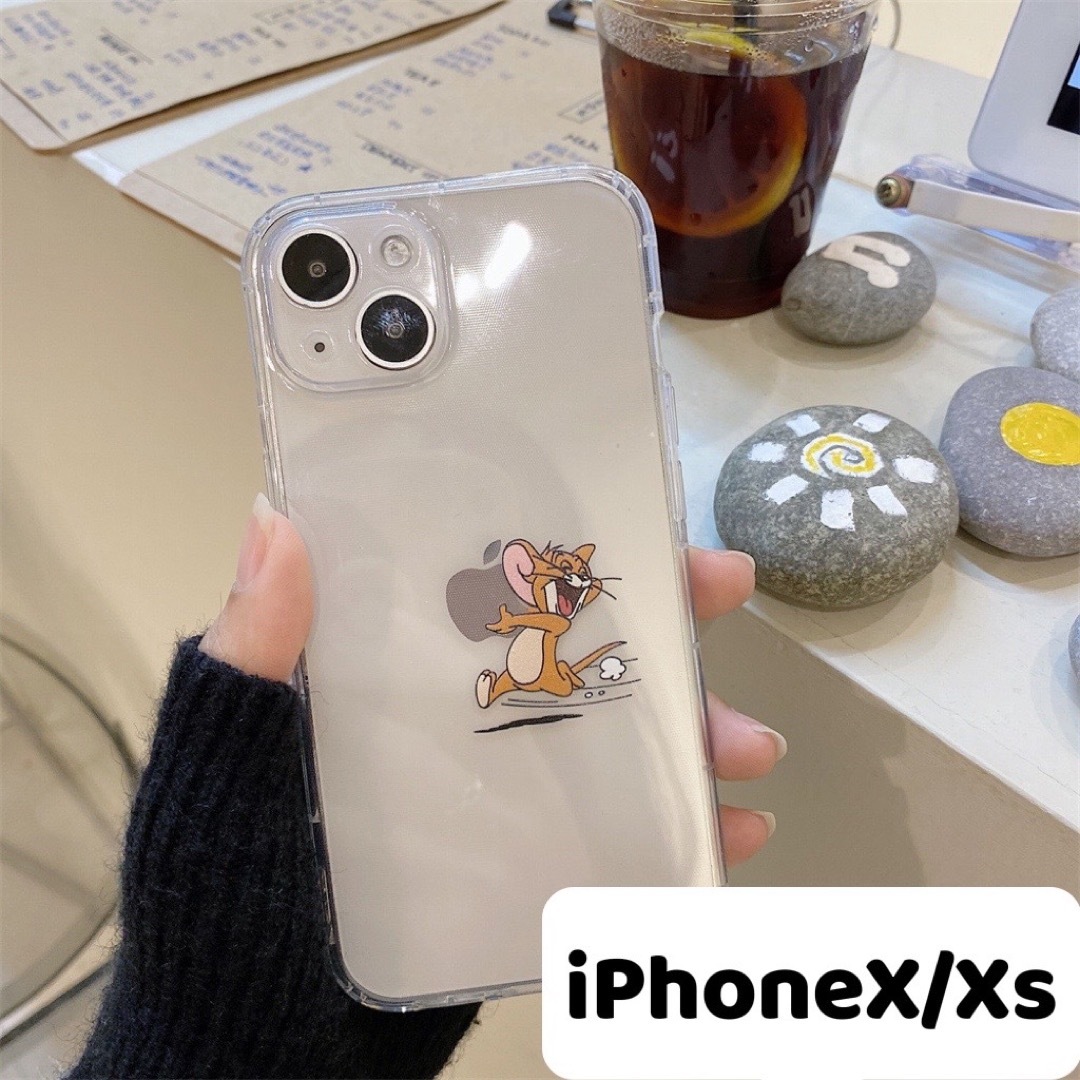 トムとジェリー　カップル　お揃い　可愛い　シンプル　iPhoneX Xsケース スマホ/家電/カメラのスマホアクセサリー(iPhoneケース)の商品写真