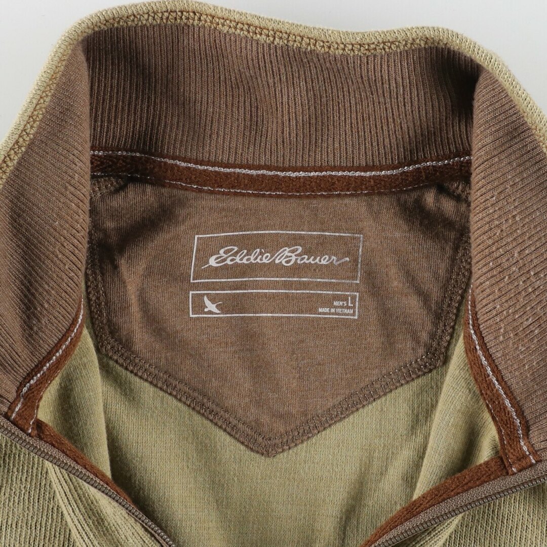 Eddie Bauer(エディーバウアー)の古着 エディーバウアー Eddie Bauer コットン×ポリエステルニットハーフジップセーター メンズL /eaa394660 メンズのトップス(ニット/セーター)の商品写真