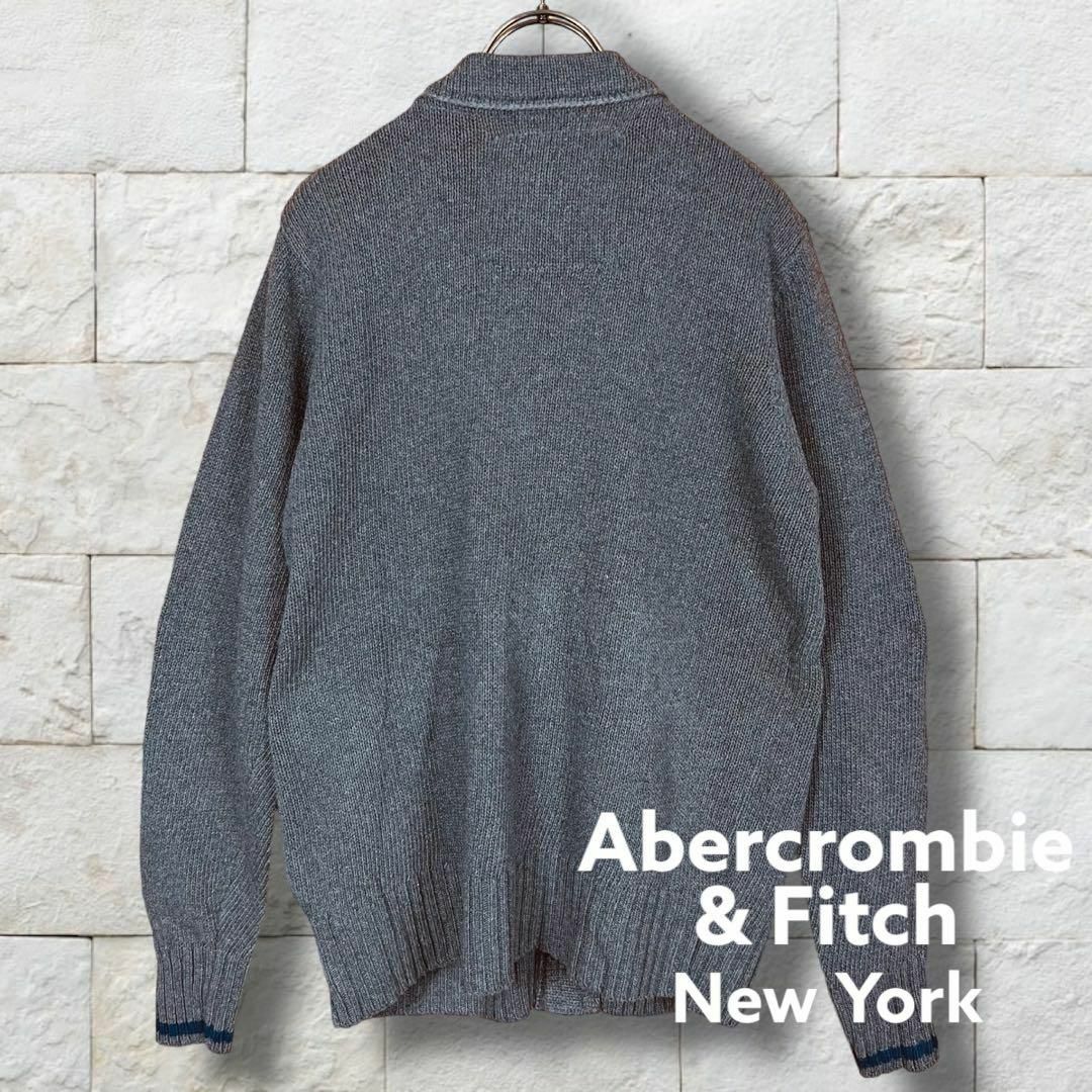 Abercrombie&Fitch(アバクロンビーアンドフィッチ)の【アバクロ】ニット カーディガン チャコールグレー XL メンズ Vネック メンズのトップス(カーディガン)の商品写真