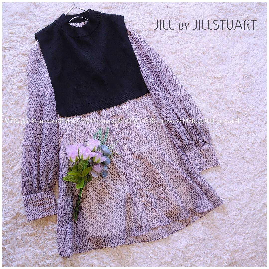 JILL by JILLSTUART(ジルバイジルスチュアート)の《JILL by JILLSTUART》シアーモノグラムプリントワンピース レディースのワンピース(ミニワンピース)の商品写真