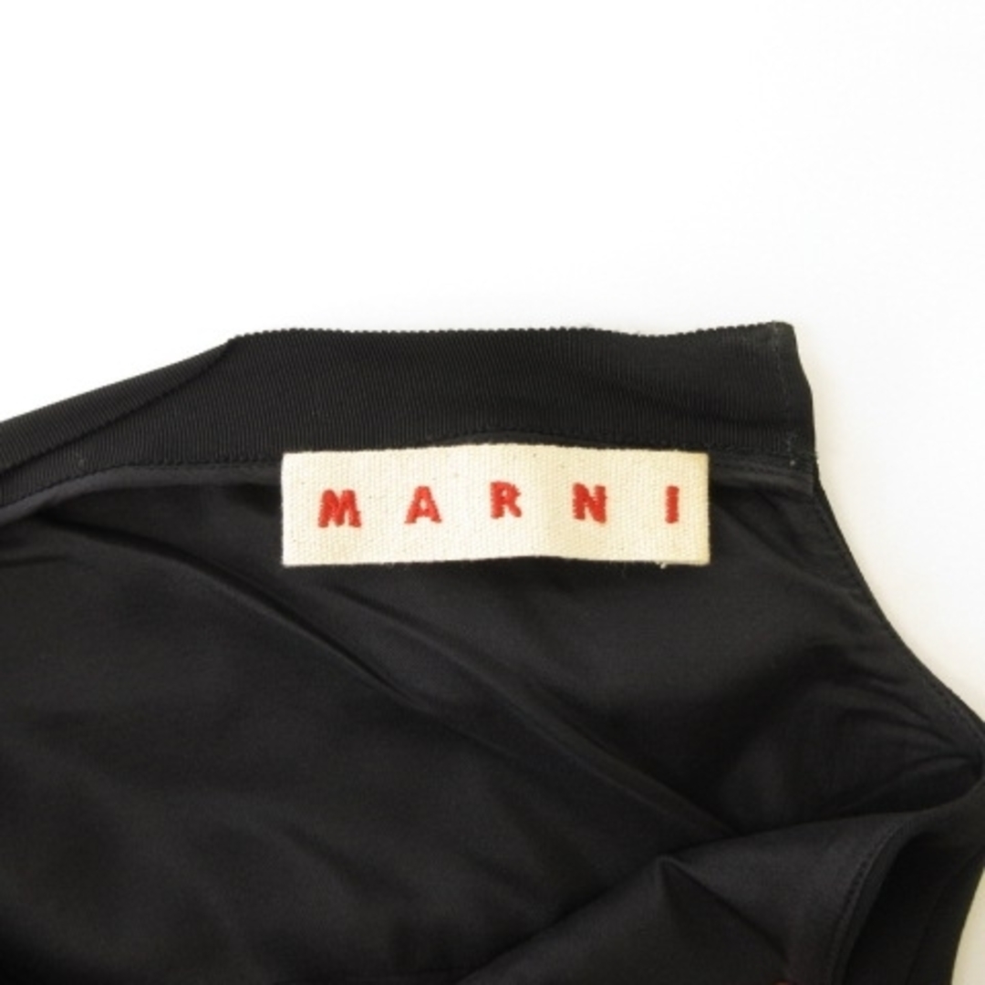 マルニ MARNI 美品 ノースリーブワンピース ギャザー フレア 黒 40