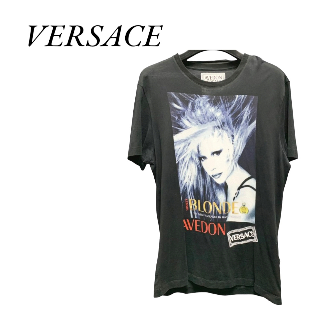 50cm肩幅VERSACE ヴェルサーチ プリント Tシャツ M ブラック