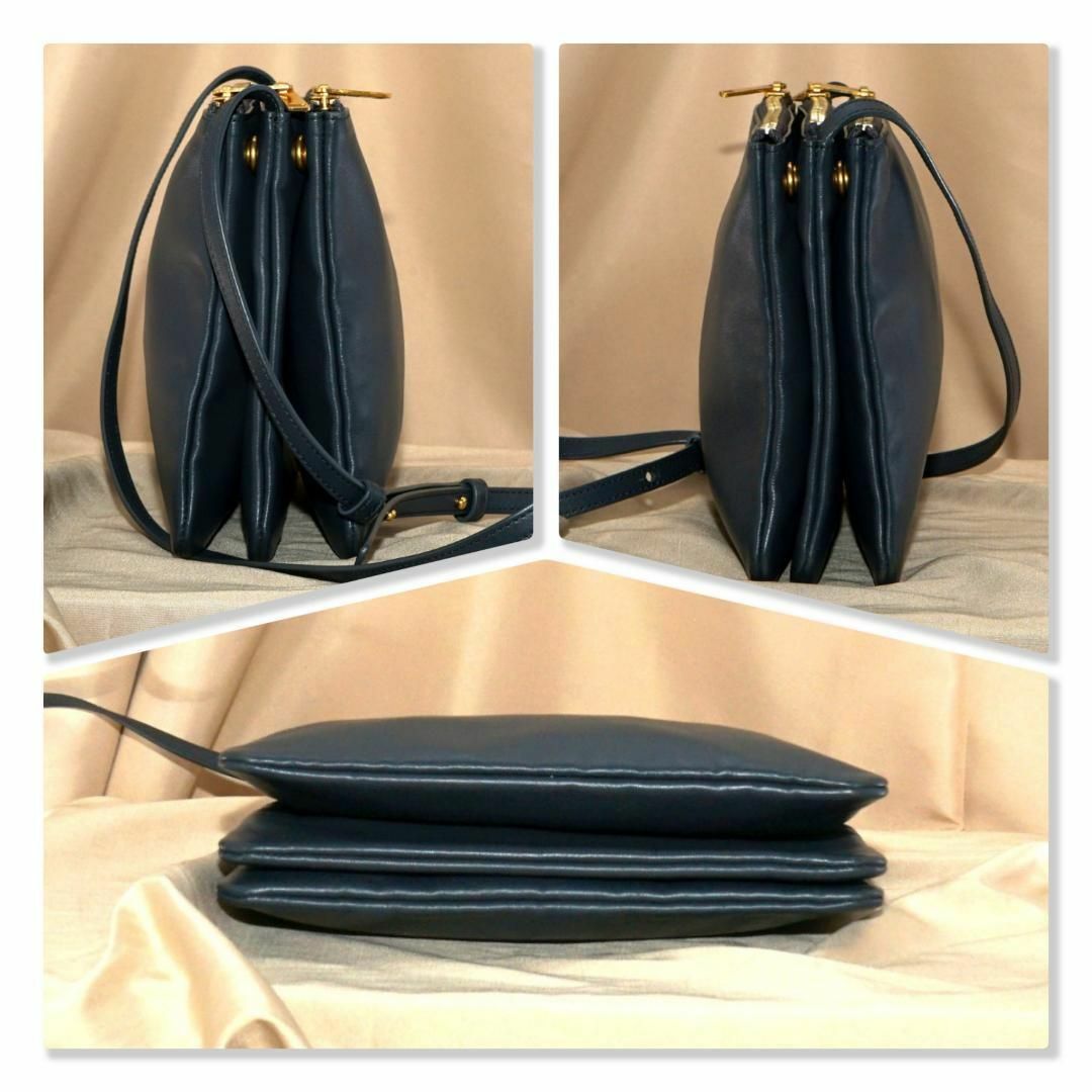 【美品】CELINE セリーヌ トリオ ラージ ショルダーバッグ 新ロゴ グレー