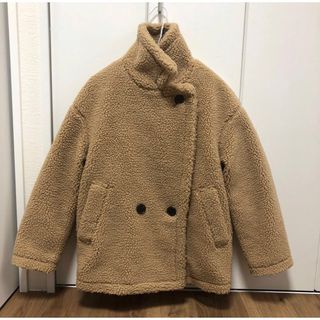 美品/ジーユー/レディース/ファーコート/総柄/ボア生地/総裏/バネホック