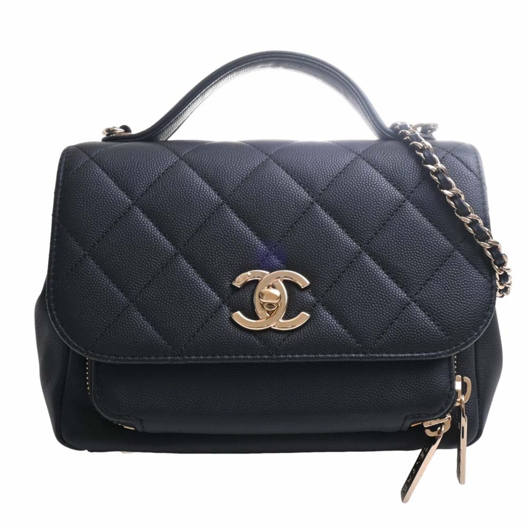 バッグCHANEL シャネル キャビアスキン マトラッセ ココマーク トップハンドル 2WAY チェーン ショルダーバッグ - ブラック by