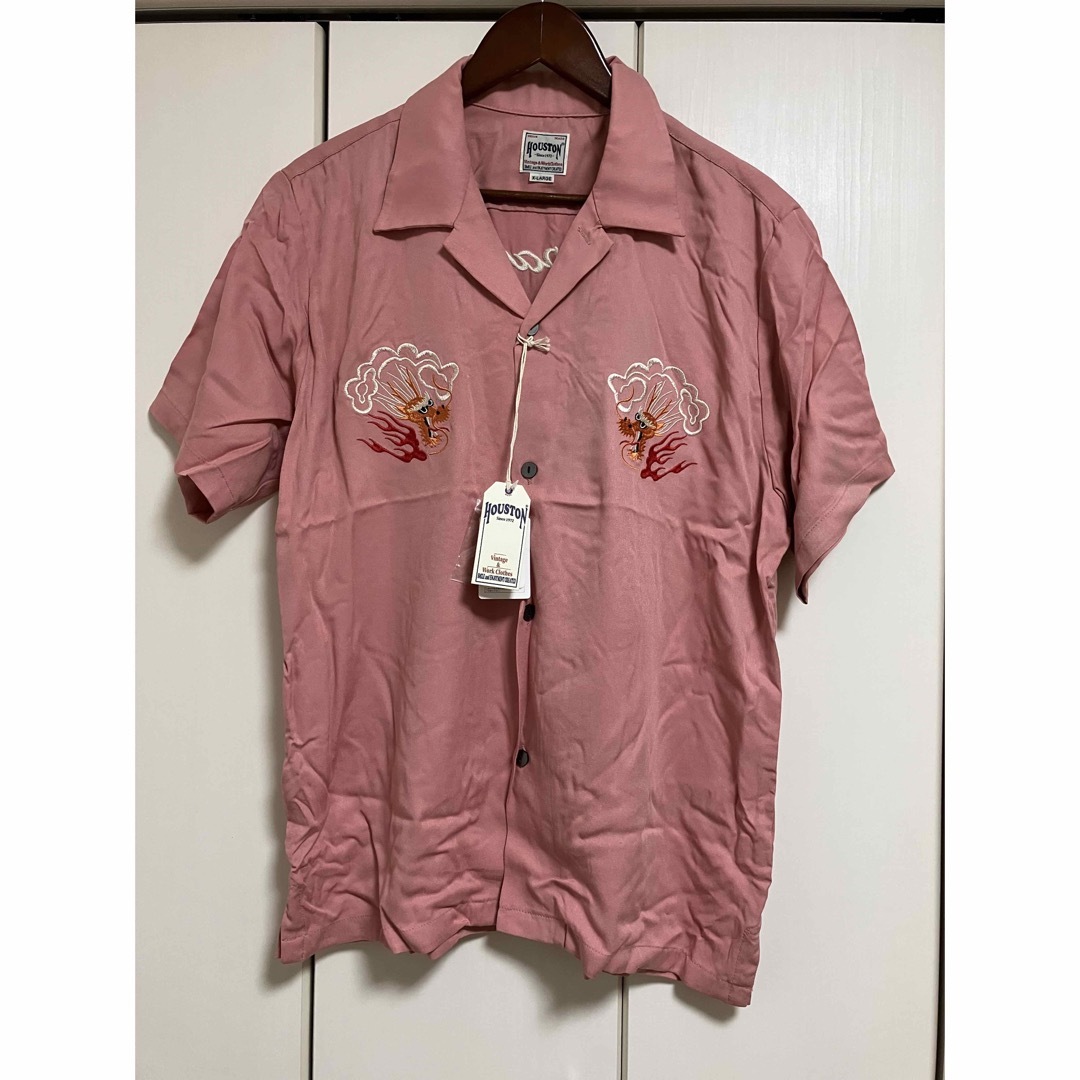 ピンク□素材新品　タグ付　ヒューストン　スーベニアシャツ　スカジャン風　ヴィンテージ風　龍