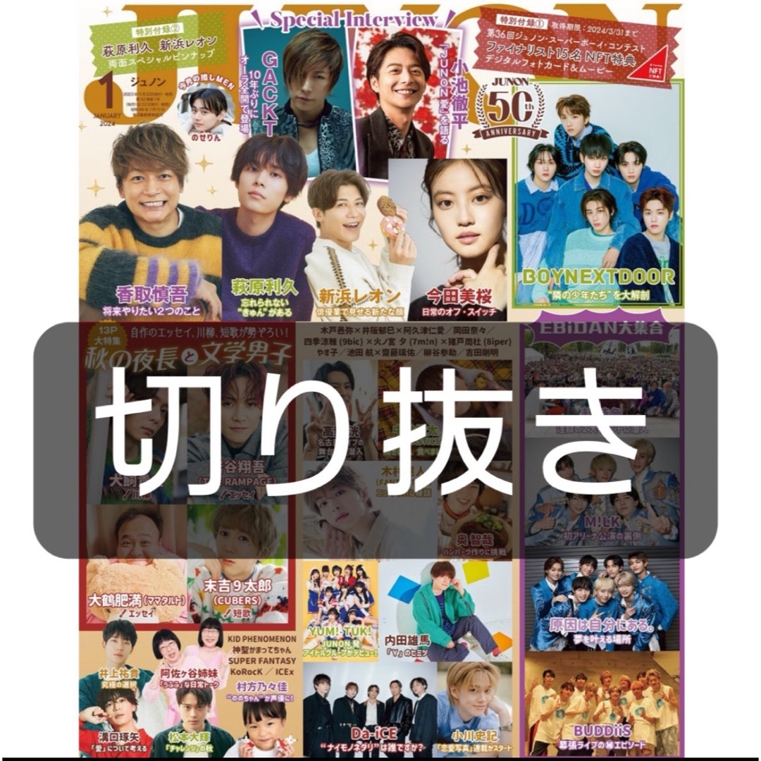 主婦と生活社(シュフトセイカツシャ)のJUNON 1月号　切り抜き エンタメ/ホビーの雑誌(音楽/芸能)の商品写真