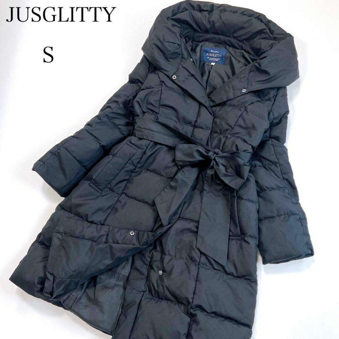 JUSGLITTY(ジャスグリッティー)のジャスグリッティー　ベルト付　ウエストリボン　Aライン　ロング　ダウンコート レディースのジャケット/アウター(ダウンコート)の商品写真