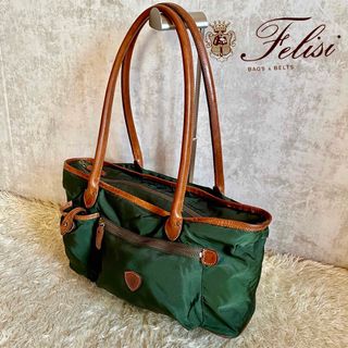 フェリージ(Felisi)の極美品 Felisi フェリージ トートバッグ  ショルダー 手持ち カーキ(ショルダーバッグ)