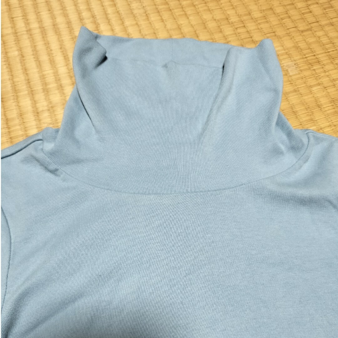 ニッセン(ニッセン)の水色　ハイネック　モックネック　長袖Ｔシャツ　コットン　カットソー レディースのトップス(カットソー(長袖/七分))の商品写真