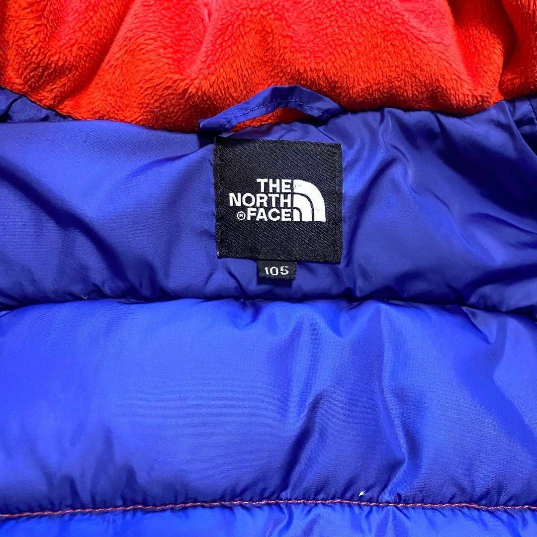 THE NORTH FACE(ザノースフェイス)の【美品】ノースフェイス ダウン キッズ ベビー 105 オレンジ ブルー キッズ/ベビー/マタニティのキッズ服男の子用(90cm~)(ジャケット/上着)の商品写真