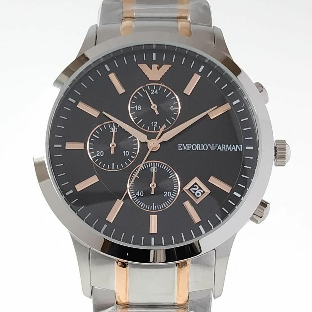 Emporio Armani - シルバー/ブラック新品EMPORIO ARMANIメンズ腕時計43