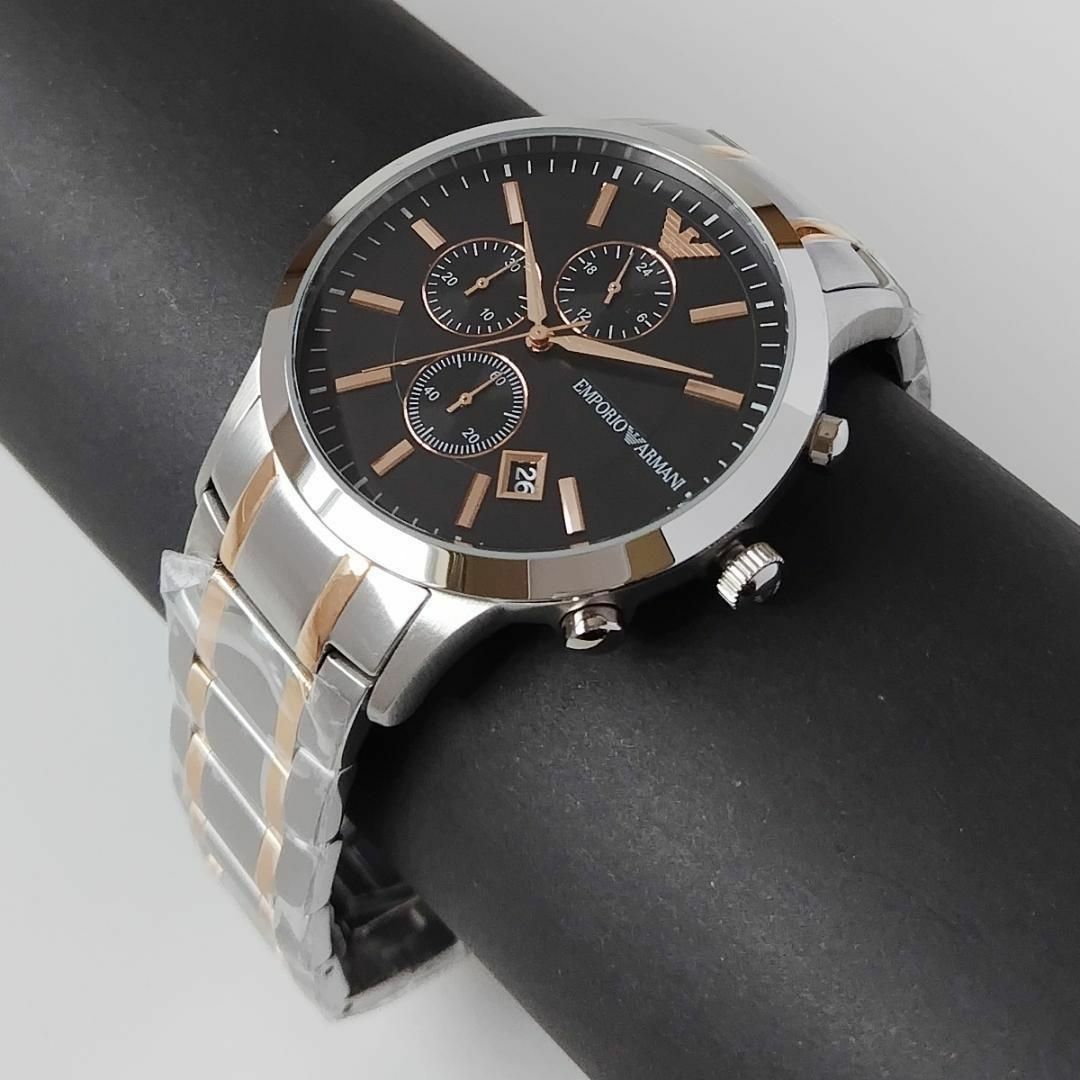 Emporio Armani - シルバー/ブラック新品EMPORIO ARMANIメンズ腕時計43