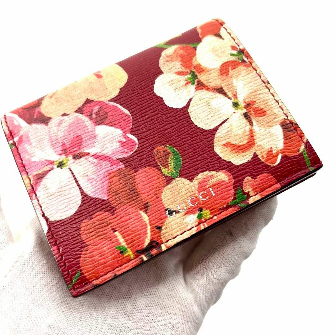 美品✨ GUCCI 二つ折り財布 GGブルームス スプリーム 花柄 PVC 赤